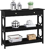 Vista 1 de Yaheetech Mesa consola de 3 niveles con 1 cajón y 2 estantes de almacenamiento, mesa de sofá decorativa para sala de estar, entrada, pasillo
