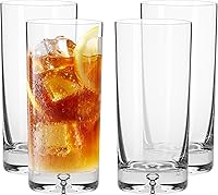 Vista 1 de Barski Highball - Vaso de vidrio, juego de 4 vasos HB, vasos de Hiball, con burbujas en la parte inferior, vasos para beber, para agua, jugo, vino