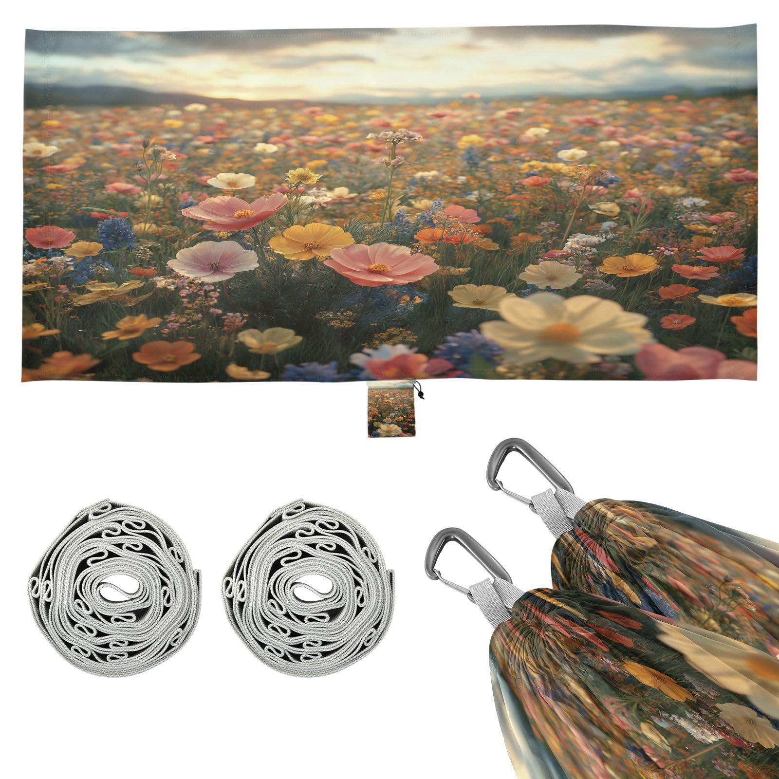 ATTX Floral Landscapes Camping Hammock - Lightweight & Portable Hammocks, Heavy Duty 330lbs Capacity for Indoor, Hiking, Backpacking, Travel, Backyard, Beach#28