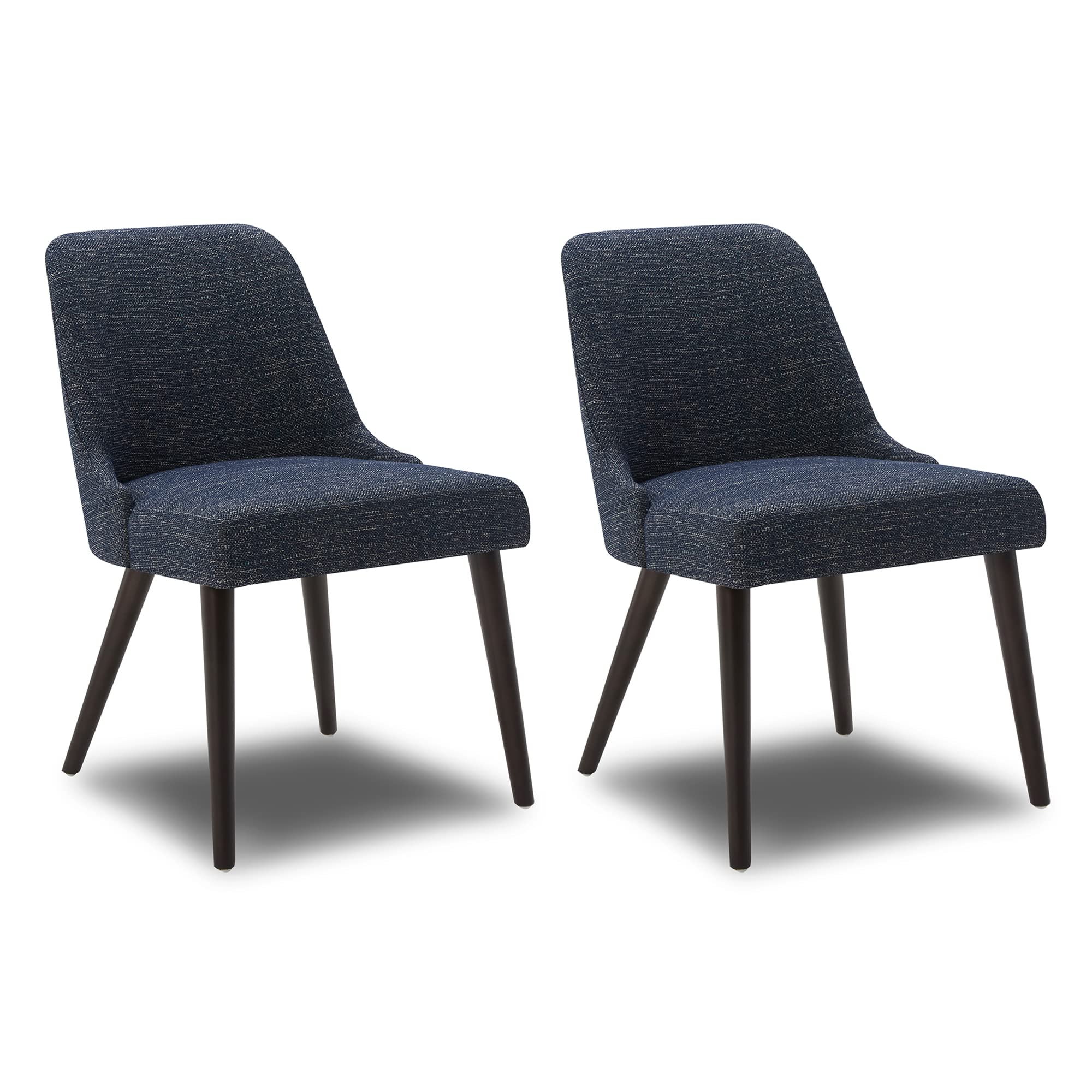 CHITA Mid-Century Modern Dining Chair, Upholstered Fabric Accent Chair, Set of 2,Dark Blue in Fabric