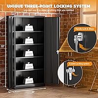 Vista 5 de Greenvelly Gabinete de Almacenamiento de Acero SnapIt, Gabinete de Almacenamiento de Metal para Garaje de 72" con Cerradura, con 4 Estantes