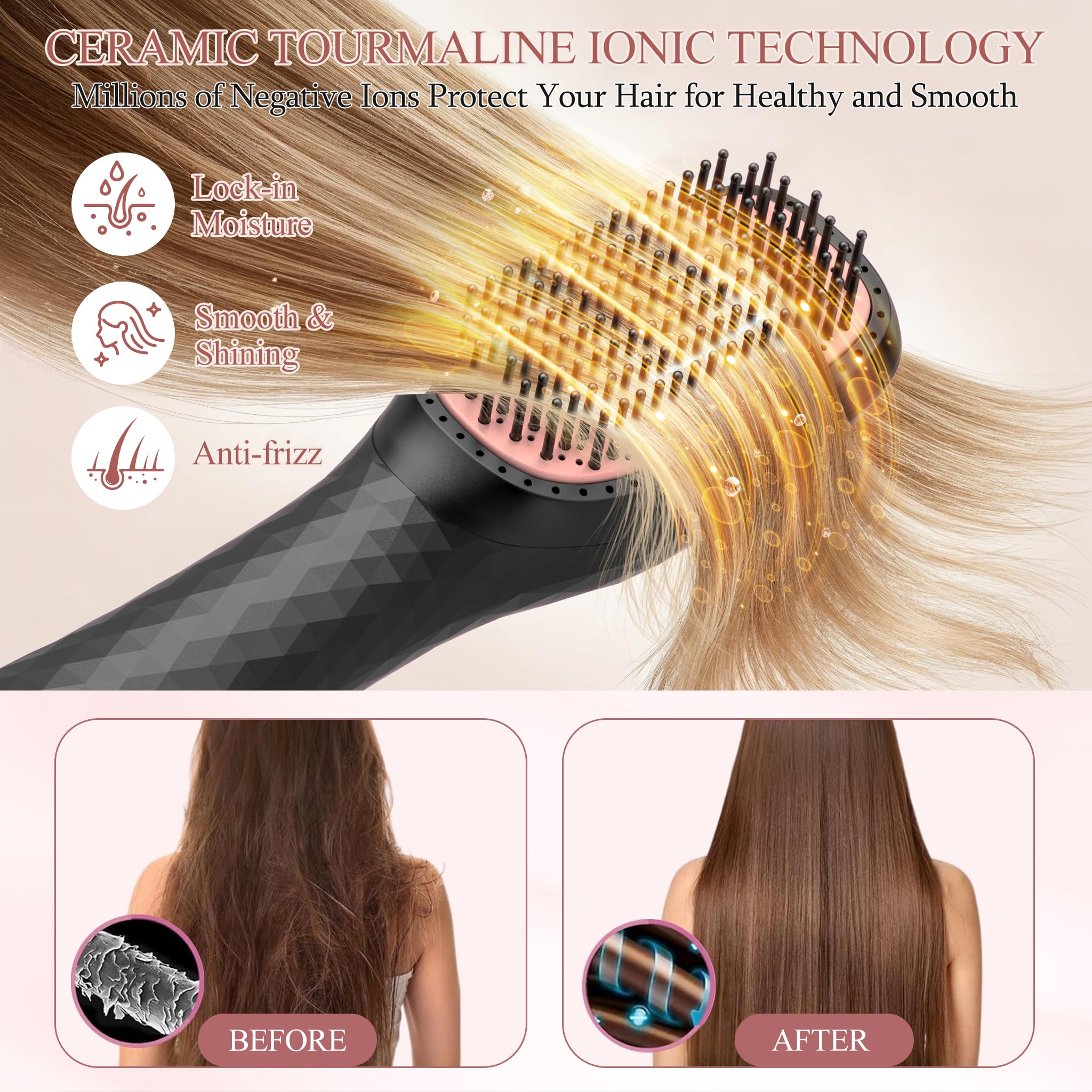 4-in-1 Ionic Hot Air Brush Hair Dryer Styler, 1200W