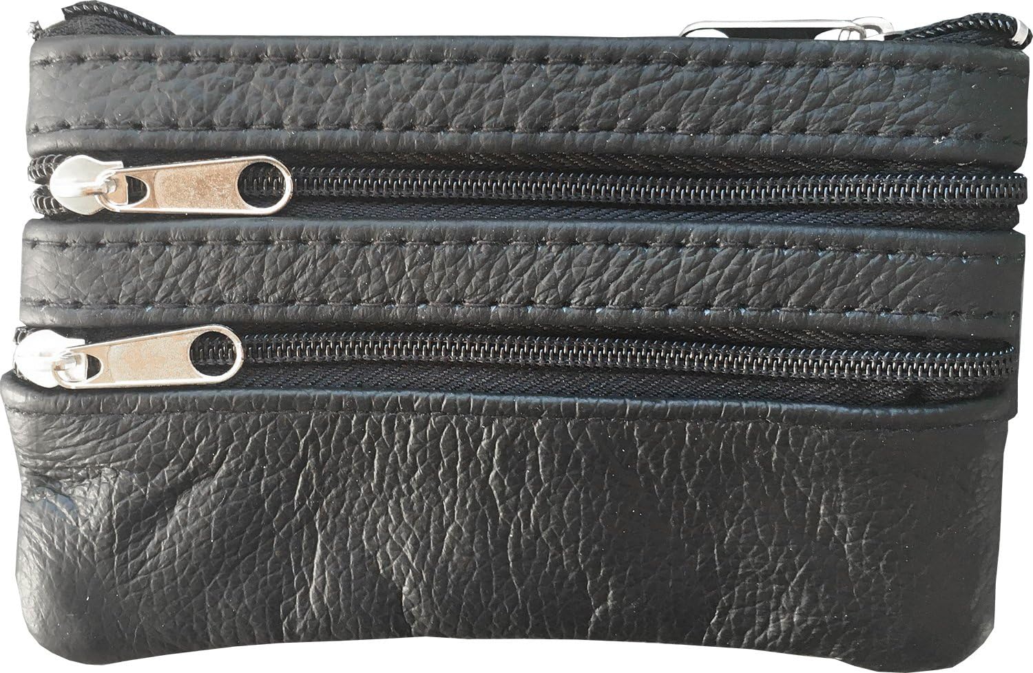 Maven Leathers Genuine Leather Coin Purse, Key Ring, Black