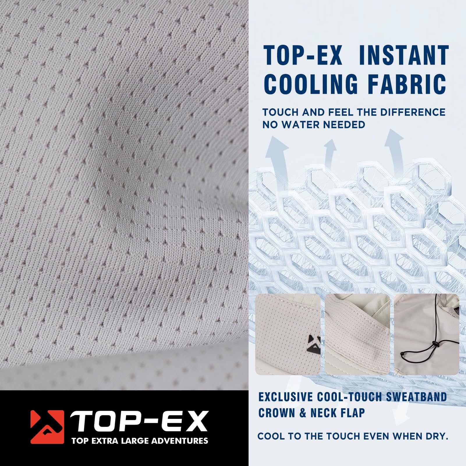 TOP-EX Chapeau de soleil à large bord pour homme avec rabat de cou – Protection UPF 50 rafraîchissante pour la randonnée, la pêche et l'extérieur