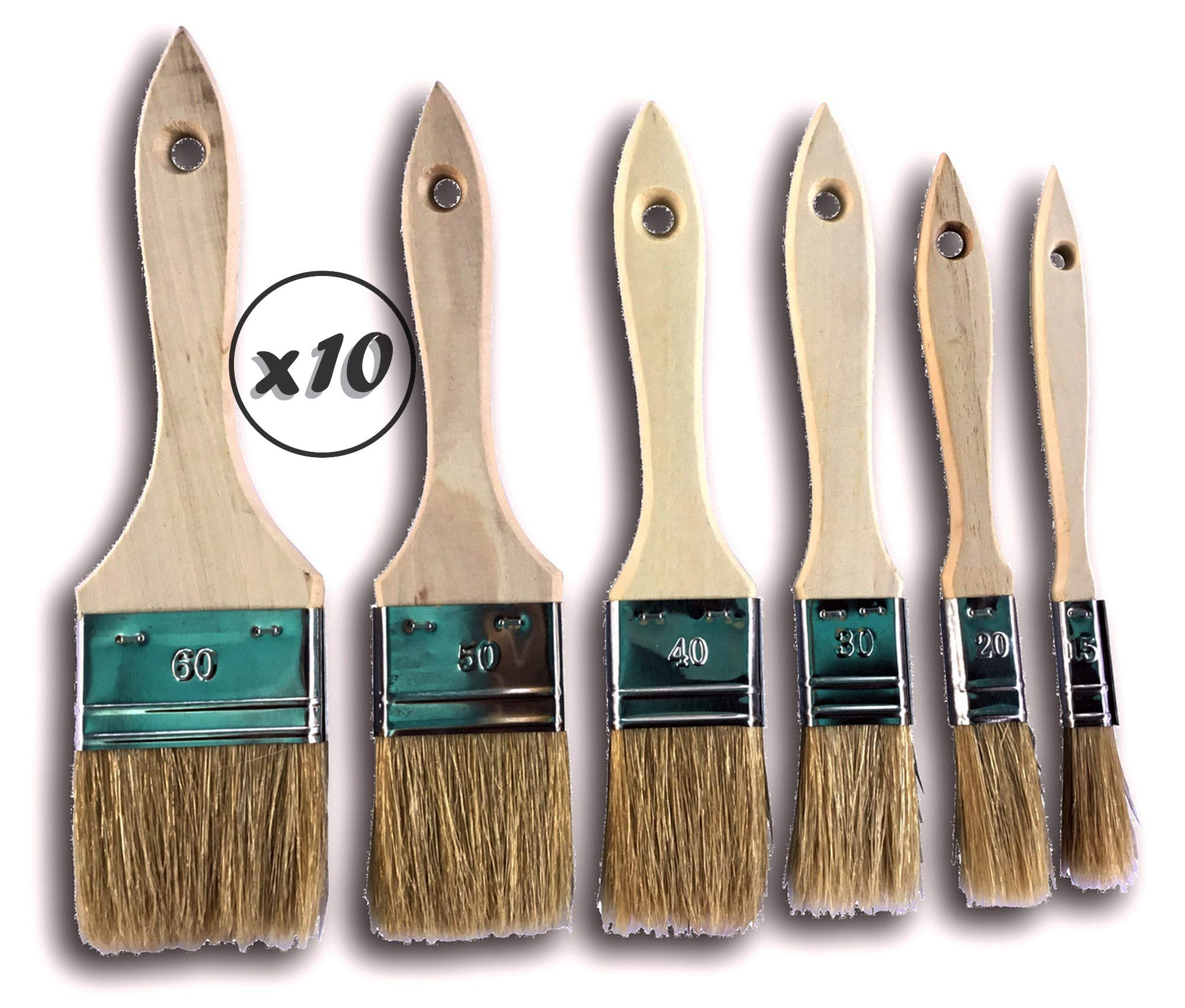 Zestaw 6 pędzli do lakieru jedwabnego | Zestaw 10 zestawów | Szerokość 15-20-30-40-50-60 mm | Multi Grip | Farba olejna akrylowa farba do farb do lazury z żywicy | Kibros LOT_322_6x10