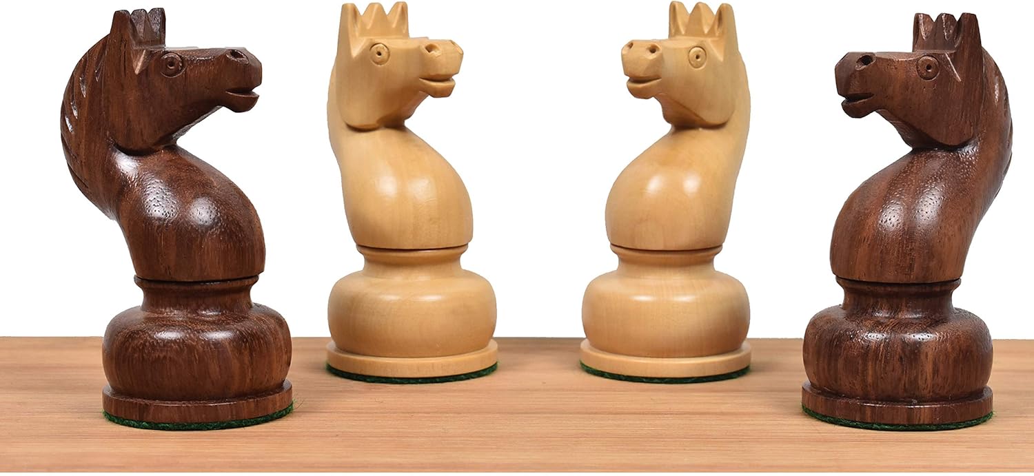 Royal Chess Mall 1960s Soviet Championship Tal Reproduced Chess Pieces Only Chess Set, Golden Rosewood and Boxwood Wooden Chess Set, 4-in King, Double Weighted Chess Pieces (3.3 lbs)