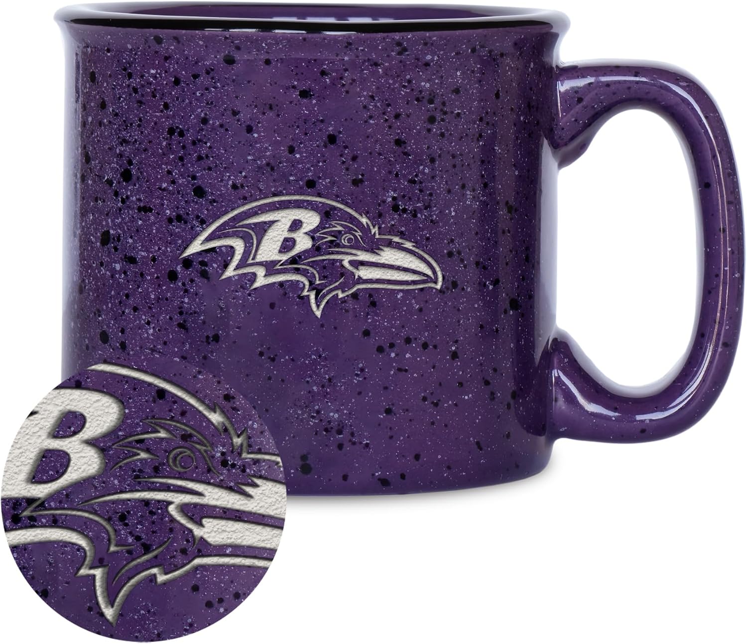 Rico Industries NFL Football Speckle 12oz Laser Engraved Campfire Ceramic Mug