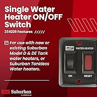 Vista 2 de Suburban Interruptor de pared ON/OFF único para calentador de agua - Interruptor de pared interior para RV para control y operación de los modelos