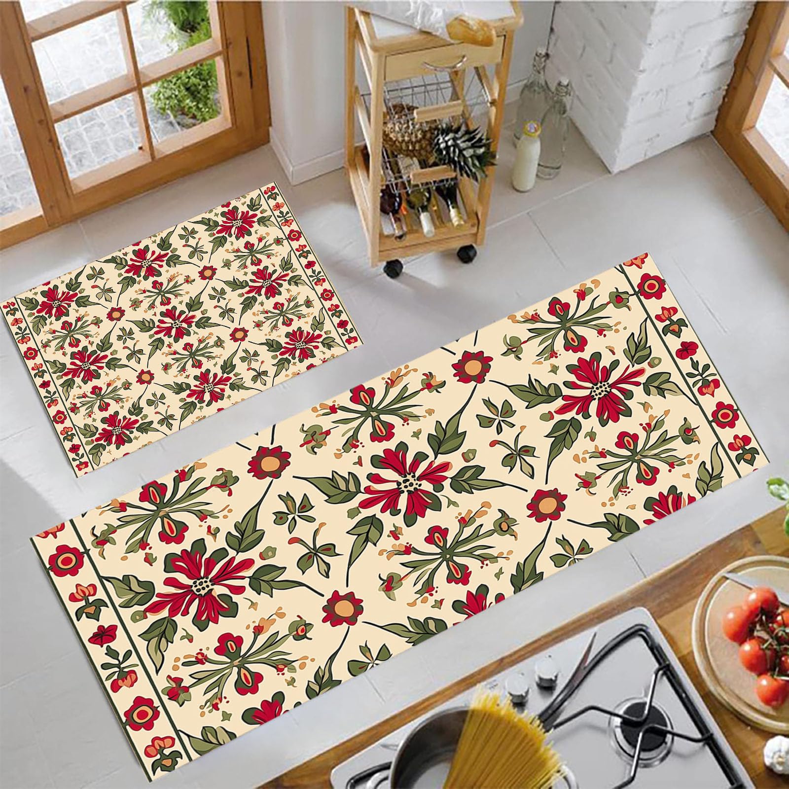 Tapetes de cocina resistentes a las manchas y alfombras antideslizantes 43x150