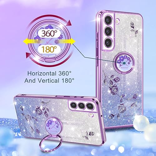 Miniatura 3 de Coralogo Funda 3 en 1 para Samsung Galaxy S21 FE 5G con purpurina brillante para mujeres y niñas, cubierta de teléfono brillante con bonito diseño