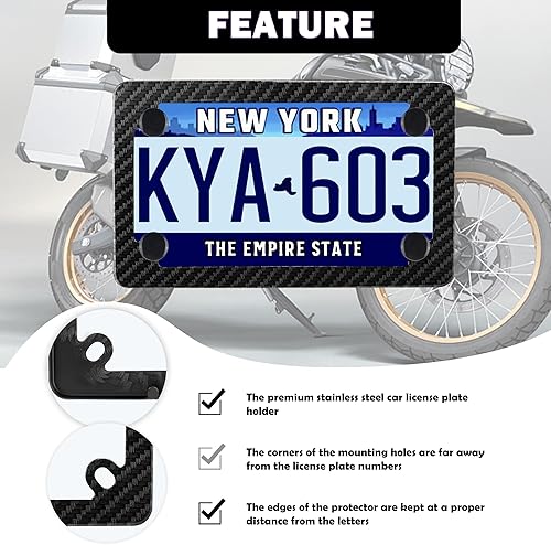 Miniatura 3 de Marco de matrícula de motocicleta de acero inoxidable, marco de placa de fibra de carbono personalizado como decoración de automóvil, soporte para