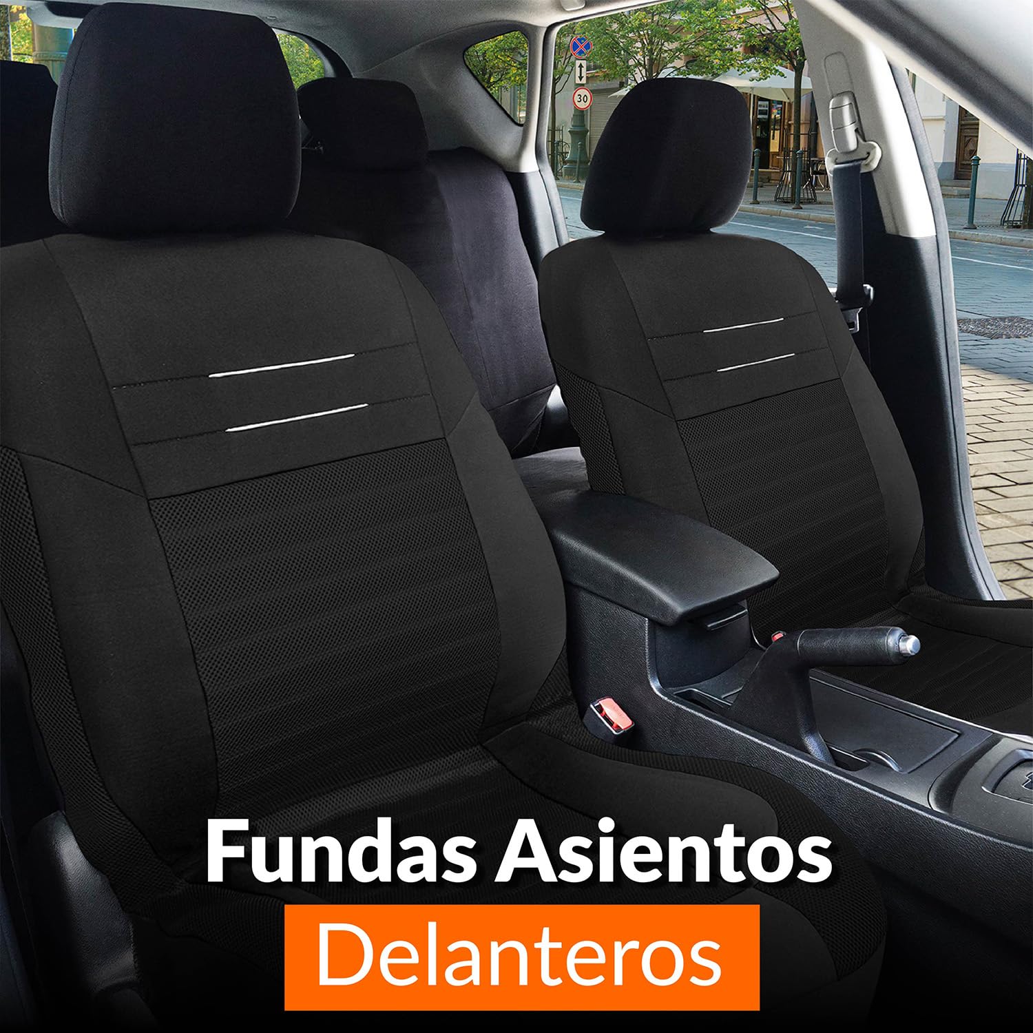 Upgrade4cars Fundas Asientos Delanteros Coche Universales Negro | Cubre Universal | Protector de Asiento Delantero para Conductor y Copiloto | Accesorios Interior Decoracion