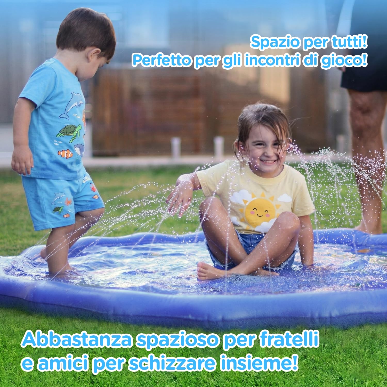 KiddoSpace Splash Pad per Bambini – Tappetino da gioco acquatico antiscivolo per esterni con design educativi, divertente attività estiva da giardino per neonati e bambini, include kit di riparazione