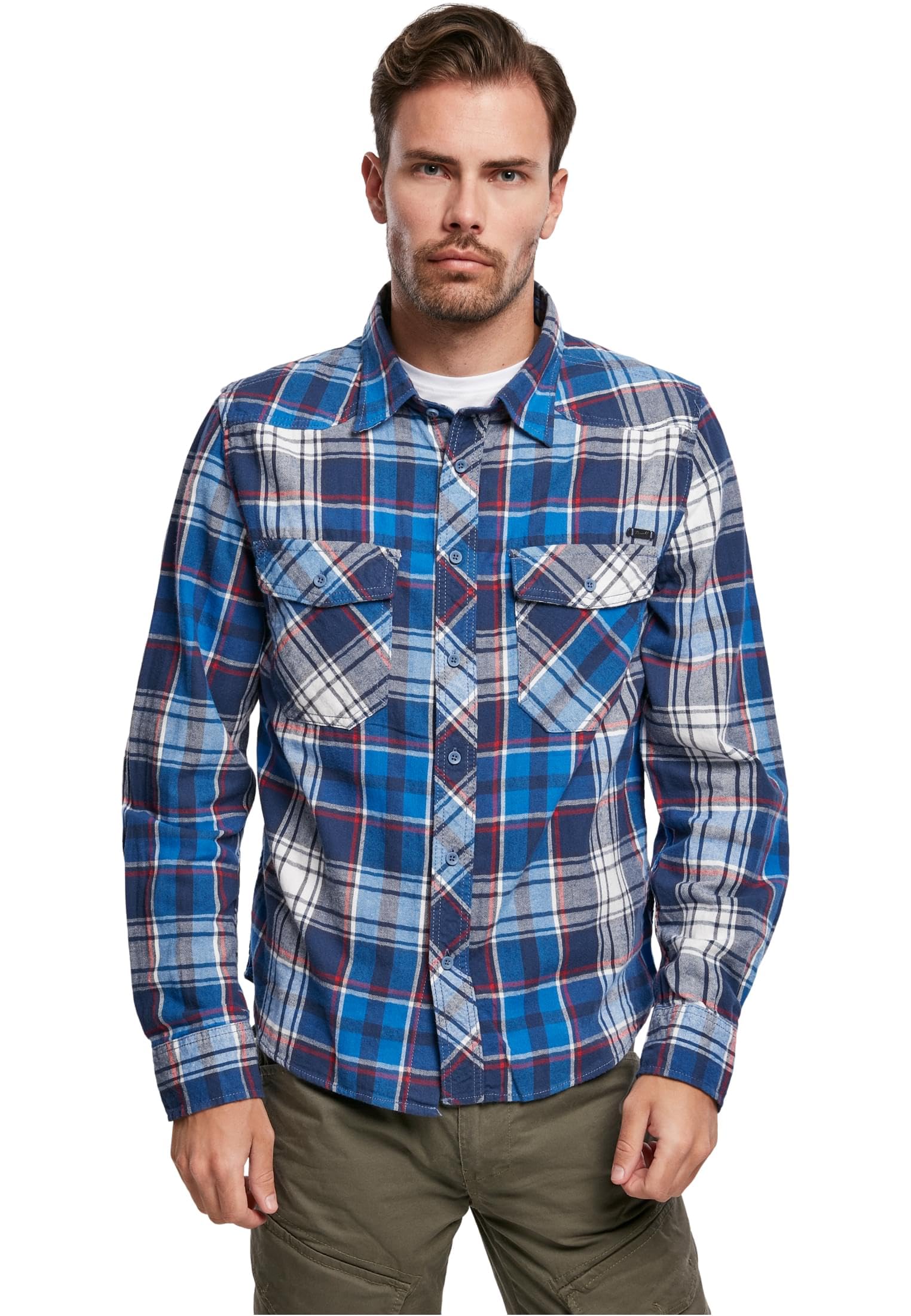 Brandit Check Shirt Long Sleeve, color: navy, size: 7XL
