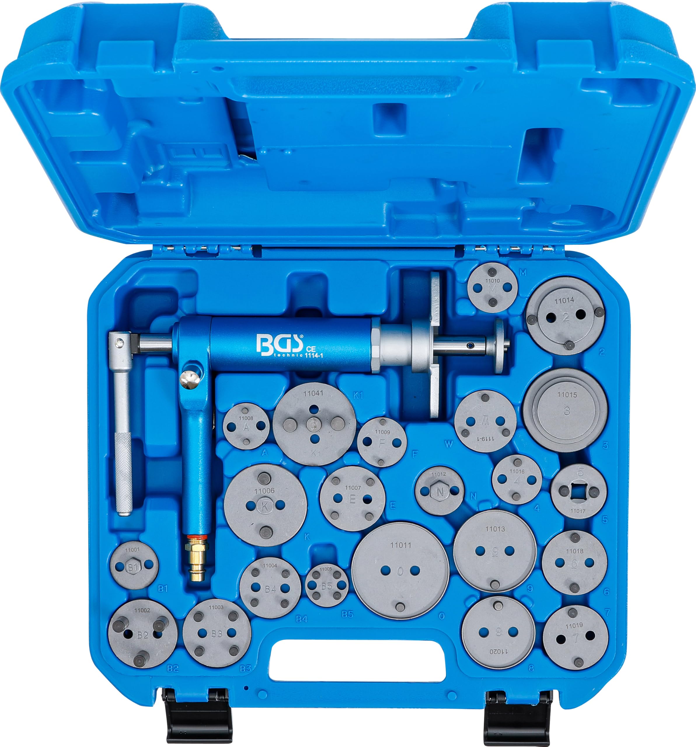 BGS 1114 | Set di utensili per il riposizionamento dei pistoncini dei freni | pneumatico | 22 pz.