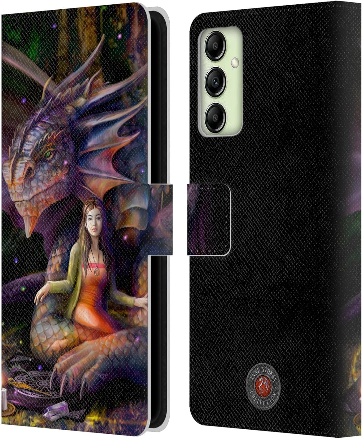 Head Case Designs Officially Licensed Anne Stokes Spirit Dragon Mix Fantasy Art Leather Wallet Case Compatible with Samsung Galaxy A14 5G