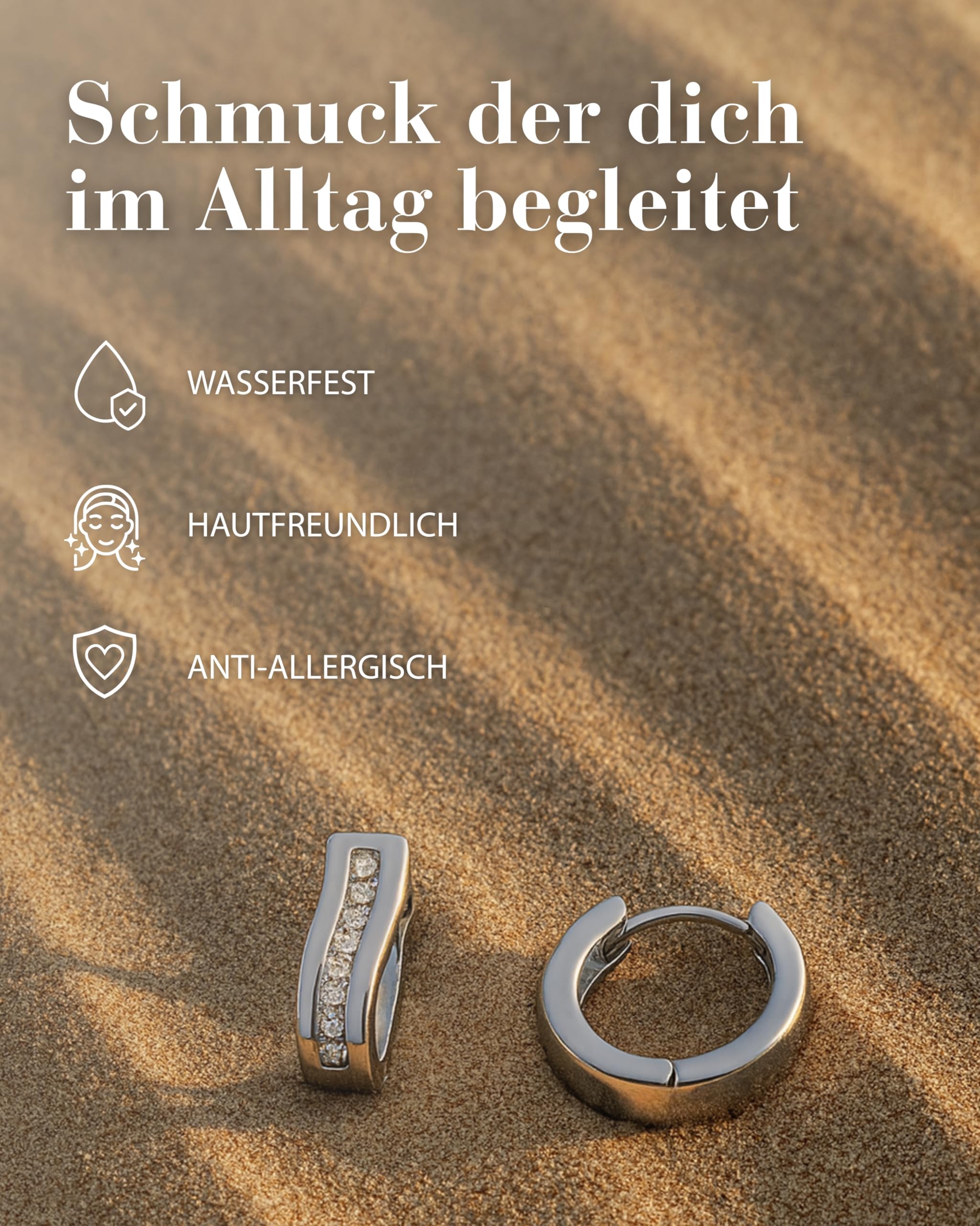 Vinani Klapp-Creolen Zirkonia weiß glänzend geschwungen Sterling Silber 925 Ohrringe 2CGZ