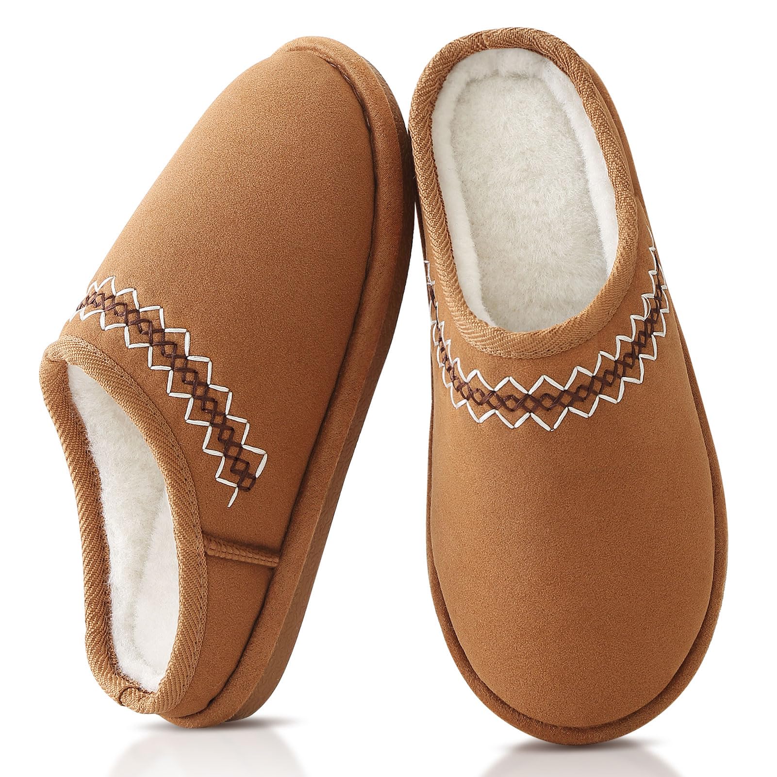 Parlovable Memory Foam Slippers for Women Men - Suede Furry Lining Warm Mules Indoor Outdoor Short Ankle House