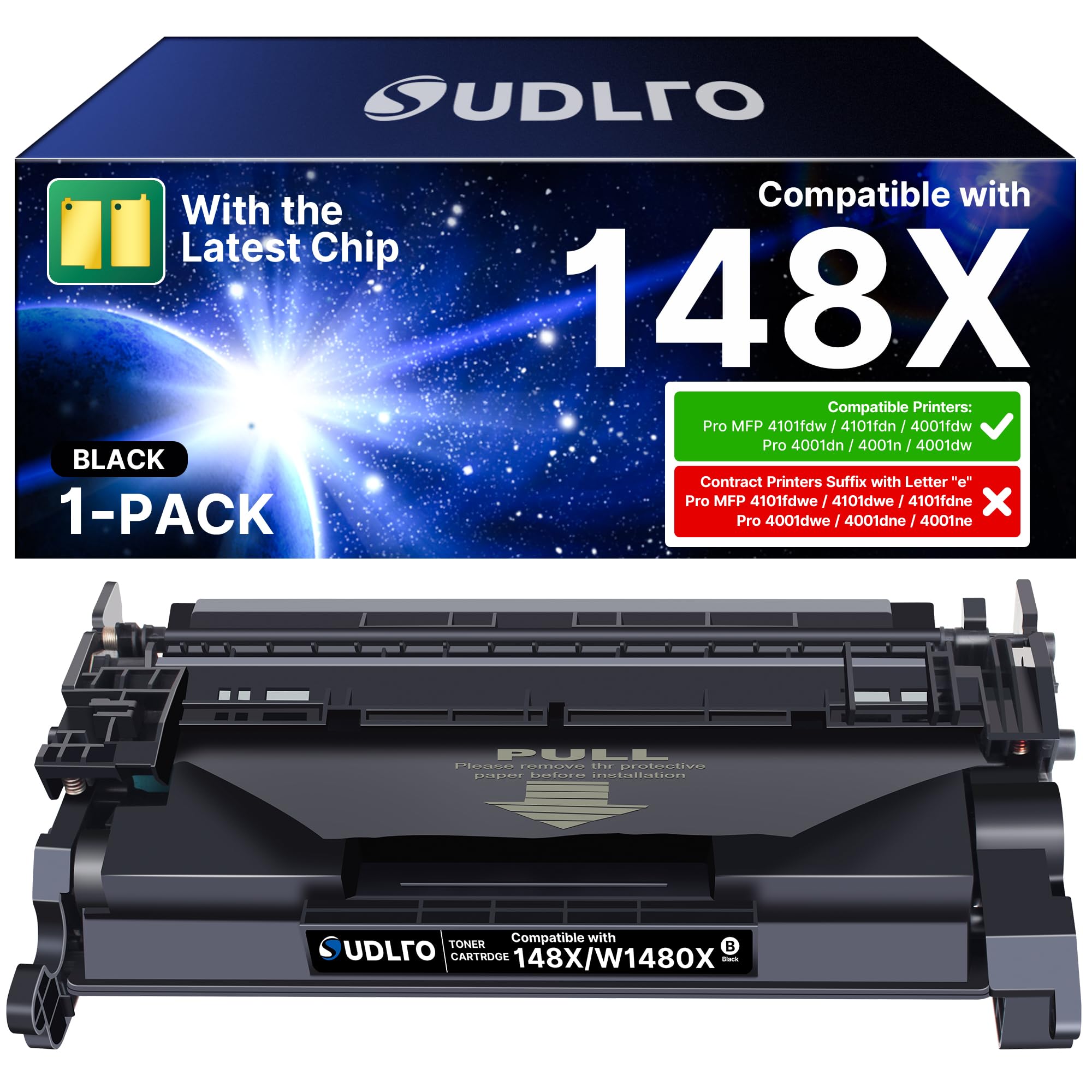 148X Toner Cartridge (with Chip) - Replacement for HP 148X Toner Cartridge, 148X W1480X Compatible with HP LaserJet Pro 4001dw 4001dn 4001n MFP