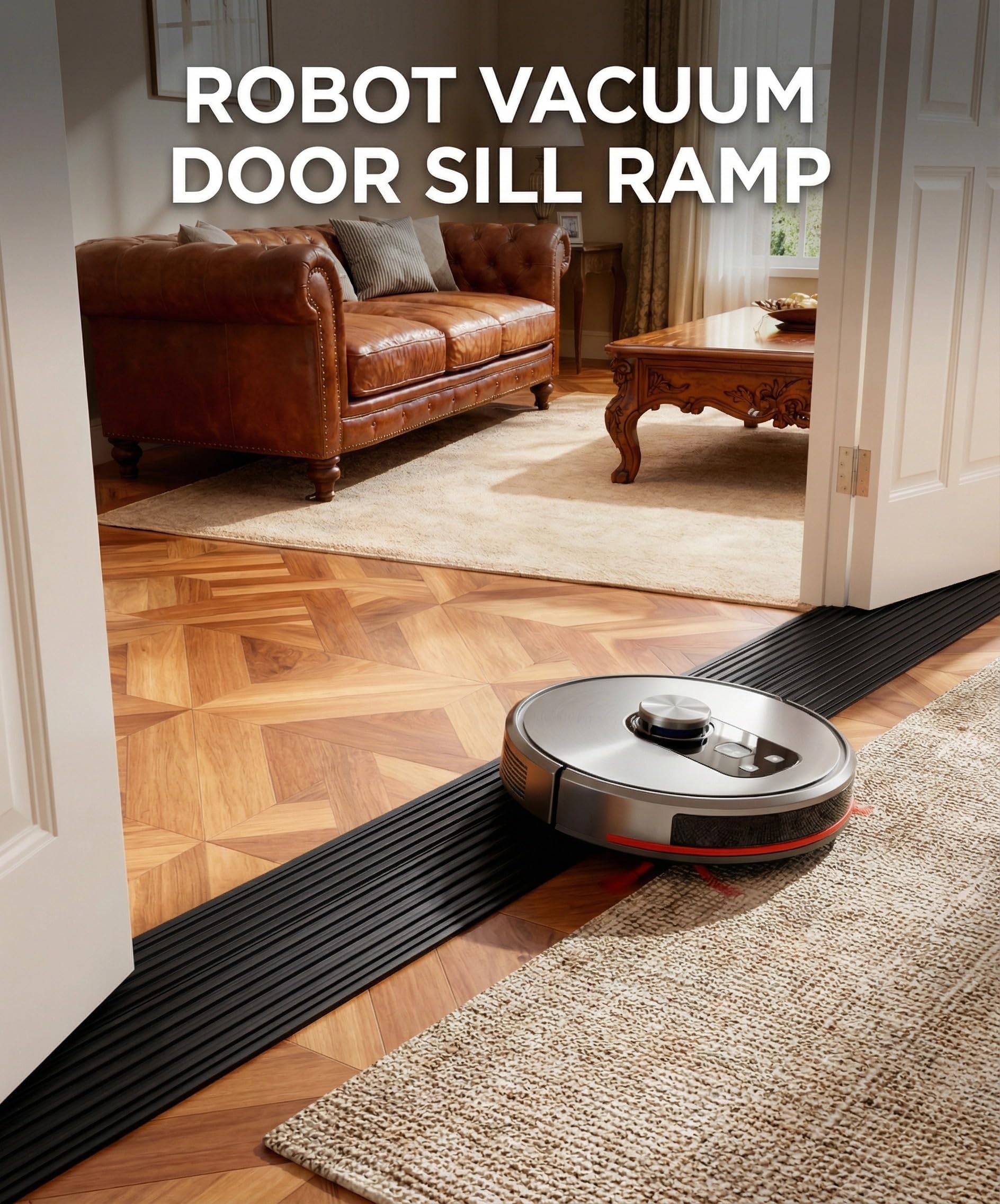 Cutis Rampe de seuil de Porte Profil de Transition Autocollant 90x10x4cm | Convient pour les aspirateurs robots, poussettes, chariots, déambulateurs et scooters électriques via rampes de seuil.
