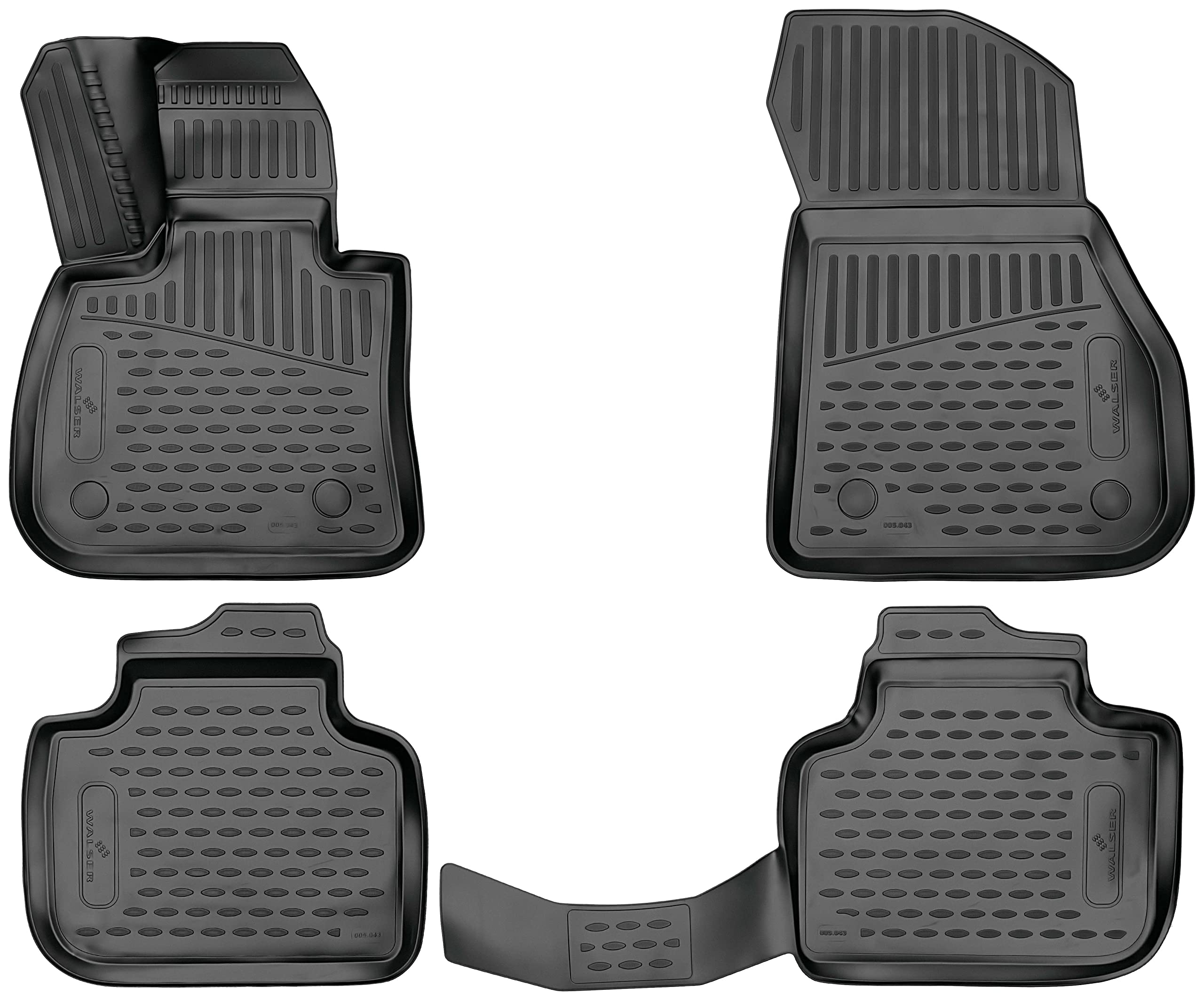 Walser Tappetini in Gomma per Auto XTR su Misura Compatibile con BMW X1 (F48), 11/2014-12/2022, Tappetini Auto Antiscivolo, Protezione vano Piedi
