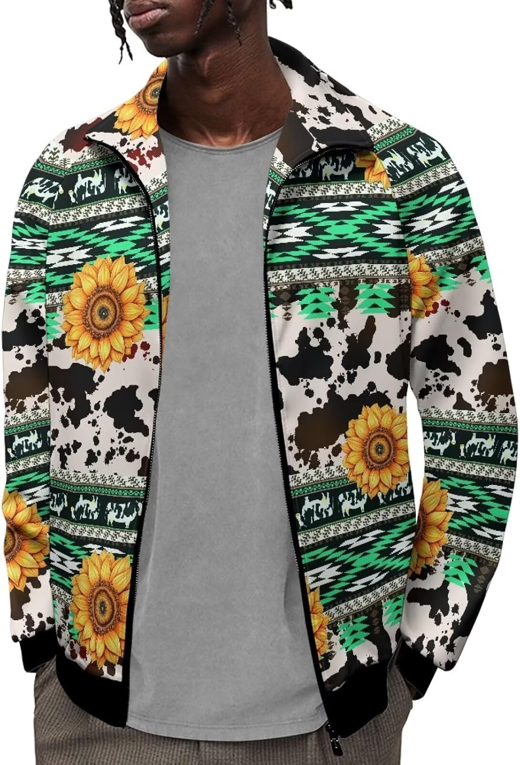 HUGS IDEA Men's Bomber Jacket Lightweight Jacket Full Zip Light Sweatshirt Casual Stylish Golf Jackets with Pockets