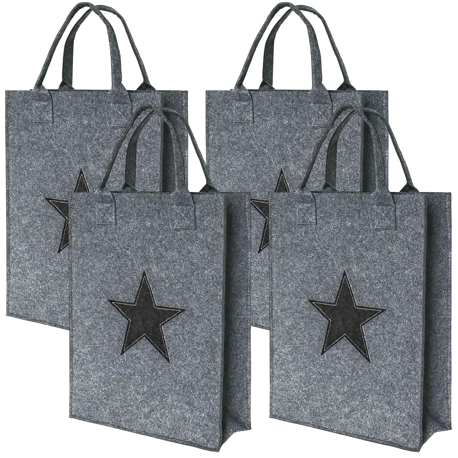 4er Set Filz-Tragetaschen Mit Stern-Muster, 39x30x10 Cm, Faltbar, Nachhaltig Für Einkauf & Geschenke