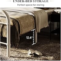 Vista 2 de SHA CERLIN Base de cama de tamaño matrimonial con cabecera y estribo de estilo vintage, base de colchón resistente, no necesita somier, fácil Blanco