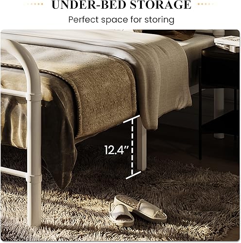 Miniatura 6 de SHA CERLIN Base de cama de tamaño matrimonial con cabecera y estribo de estilo vintage, base de colchón resistente, no necesita somier, fácil