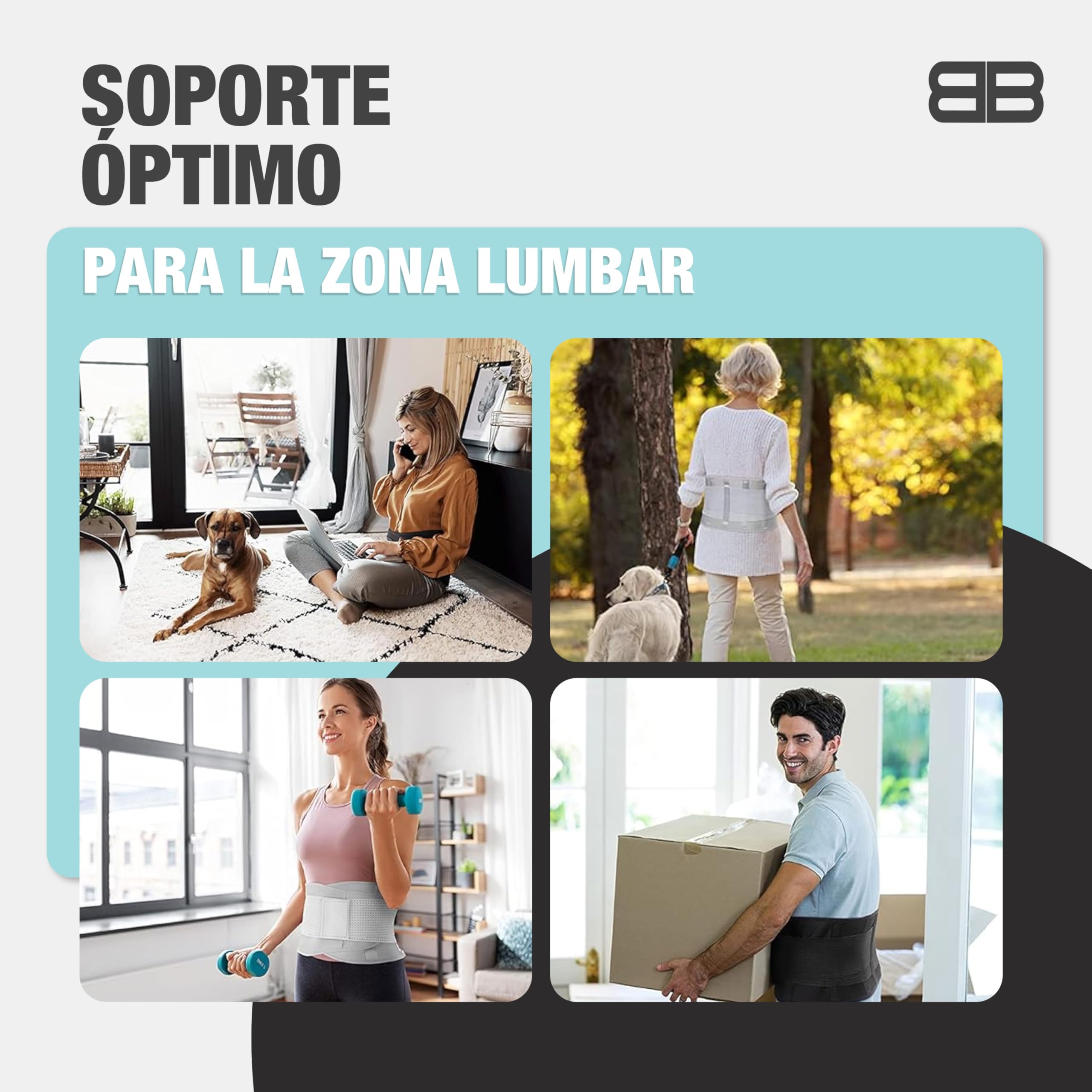BACK BODYGUARD Faja Lumbar - Cinturón Lumbar Para Estabilización | Gris, talla M, posibilidad de cambio
