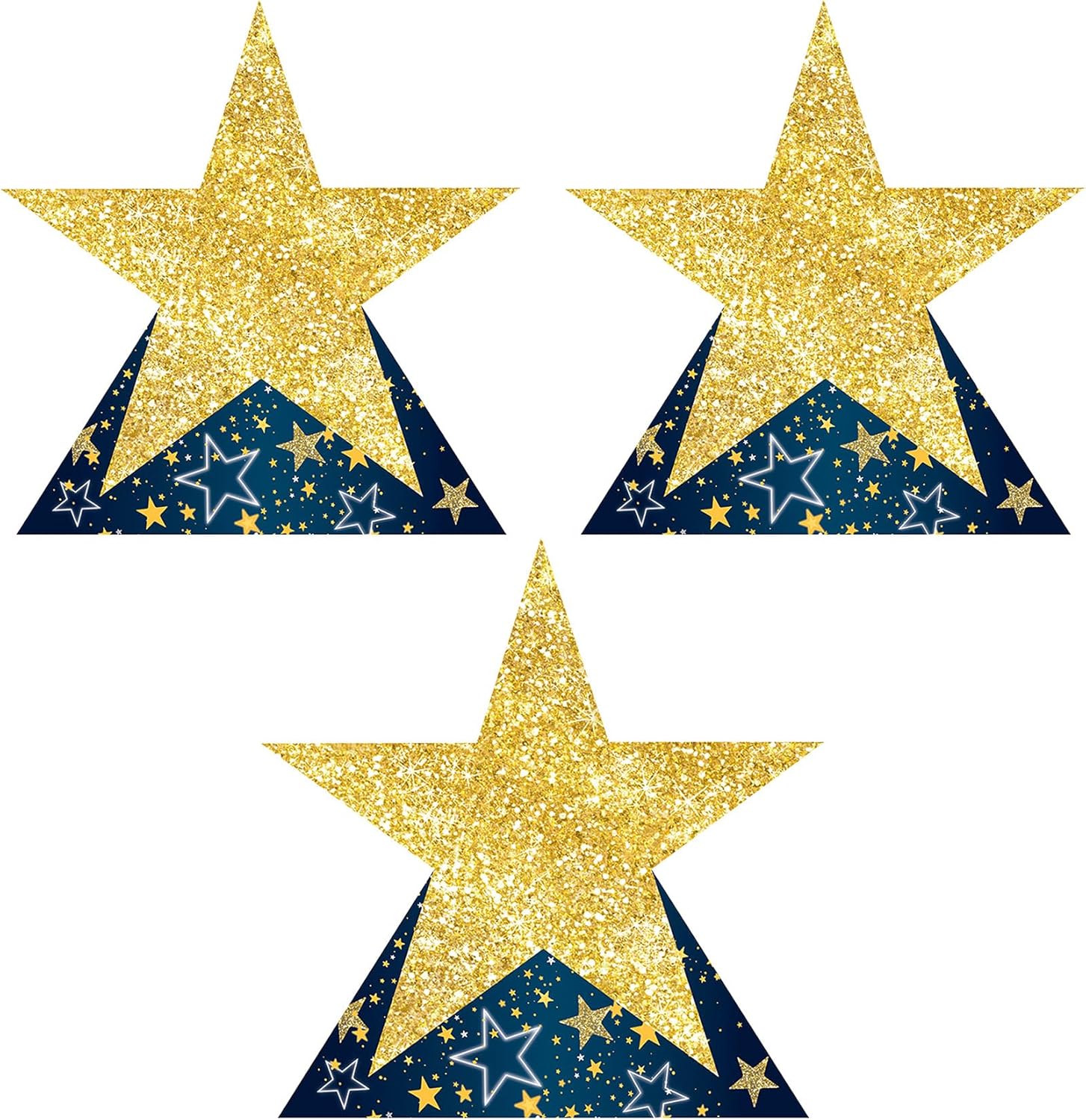 Beistle Night Star Stand Up Decoration - 35.5" - Gold and Blue - Pack of 3