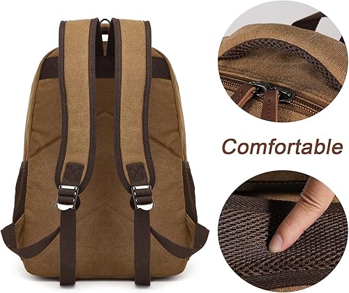 Miniatura 9 de Mochila vintage, mochila de lona para laptop para hombres y mujeres, mochila de viaje, mochila para computadora universitaria, bolsa para