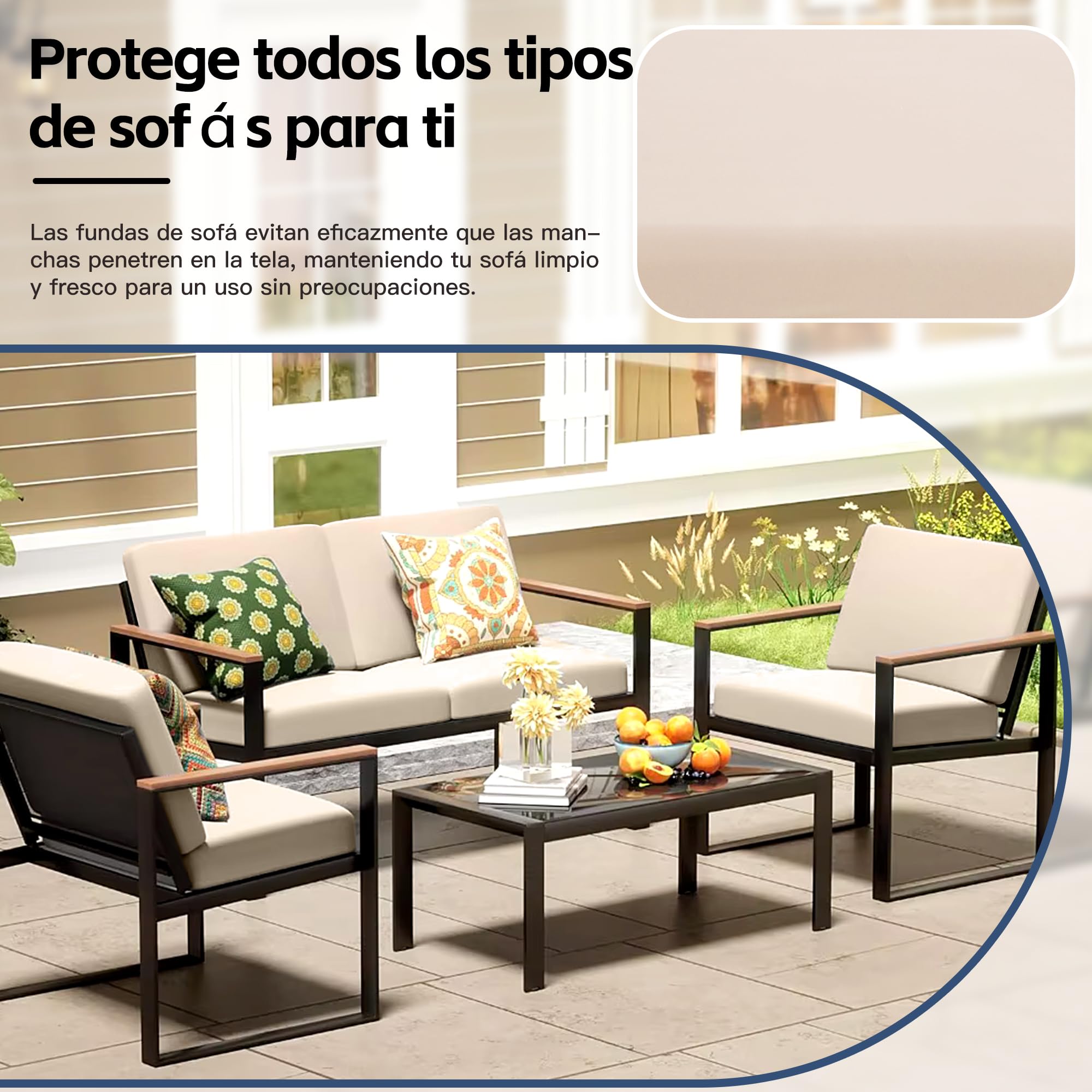 Conjunto de para Cojines de terraza|Fundas para sofá al Aire Libre|Fundas elásticas para Cojines de sofá|Fundas para sofá|Fundas Protectoras para Muebles Lavables y Reutilizables