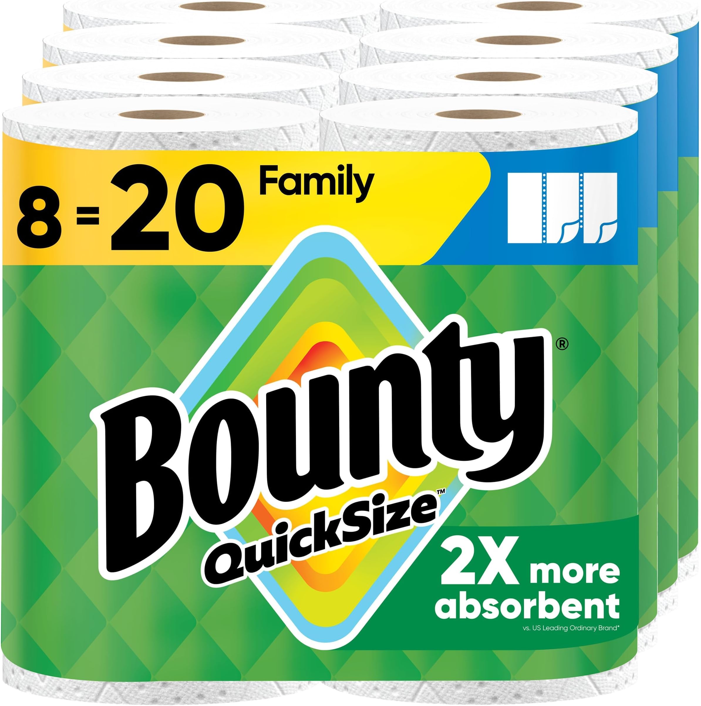 Bounty Quick Size Paper Towels, White, 8 Family Rolls