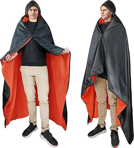 Catalonia Manta impermeable para exteriores, poncho de manta con capucha, resistente al viento, cálida para estadios, eventos deportivos, campamentos