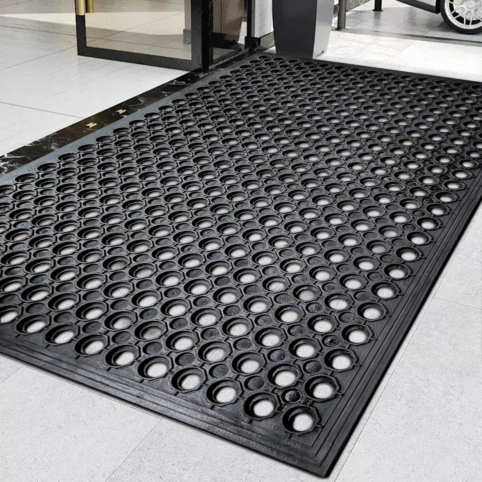 60"x35" Outdoor Rubber Floor Mats Non-Slip Restaurant Mat Commercial Kitchen Heavy Duty Mat Drainage Mats for Indoor Outside Industral Pool Entrance Bar Wet Area