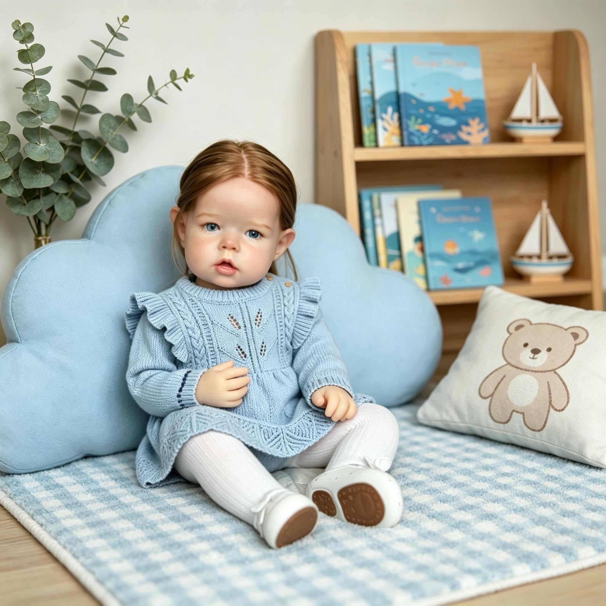 Realistische Reborn-Kleinkindpuppen Mädchen 70 cm große Reborn-Babypuppen, Lebensechte Babypuppe mit Langen Haaren Naturgetreuen Kleinkind Puppe Weichem Stoffkörper für Kinder