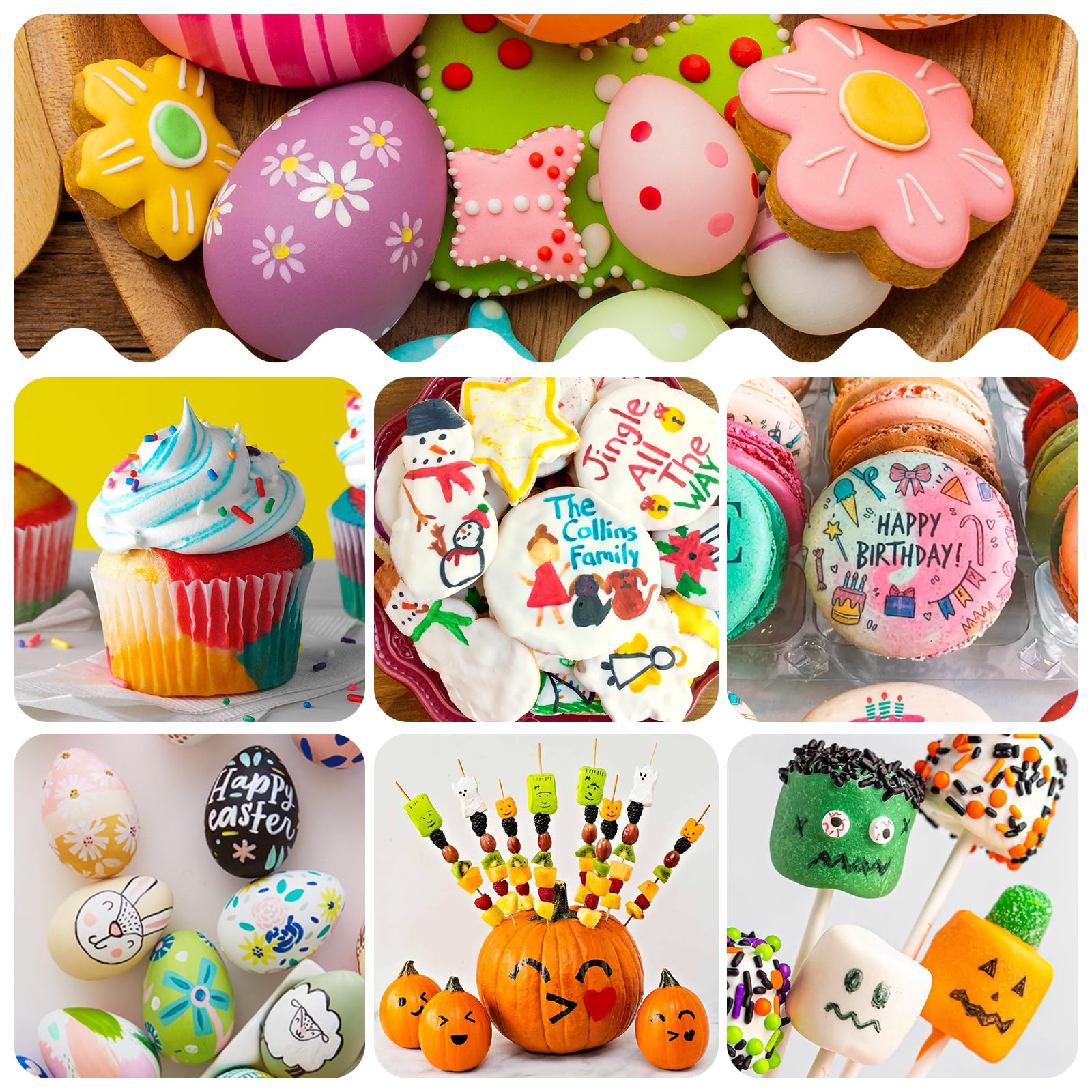Marcadores comestibles para decoración de galletas, 12 bolígrafos para colorear alimentos, bolígrafos de doble cara de grado alimenticio con punta fina y gruesa para decorar fondant, pasteles, 4