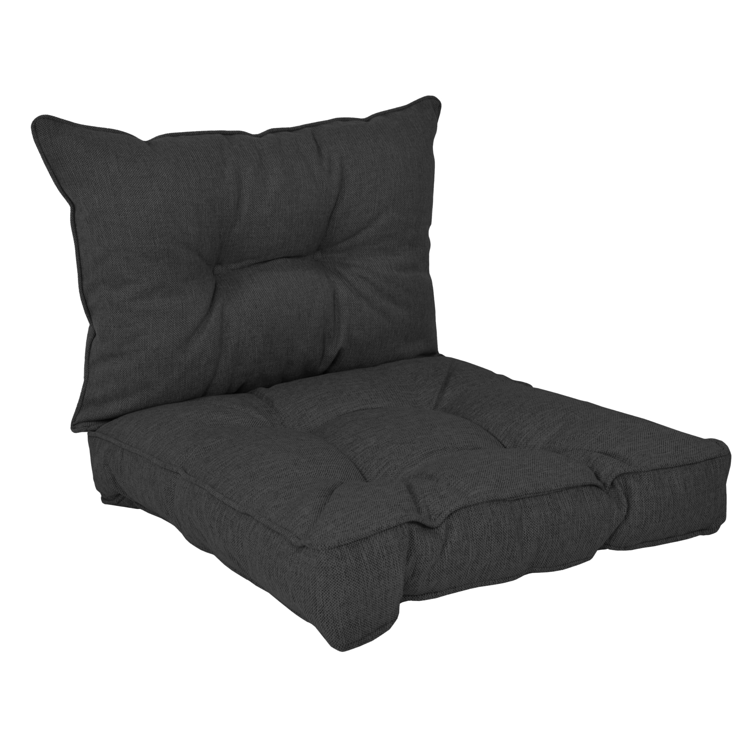POKAR Garden Cushions Patio Chair Rattan Outdoor Cushion Sofa Pallet Set - 2 Pieces: Seat Cushion 60 x 60 cm & Back Cushion 60 x 40 cm, Anthracite