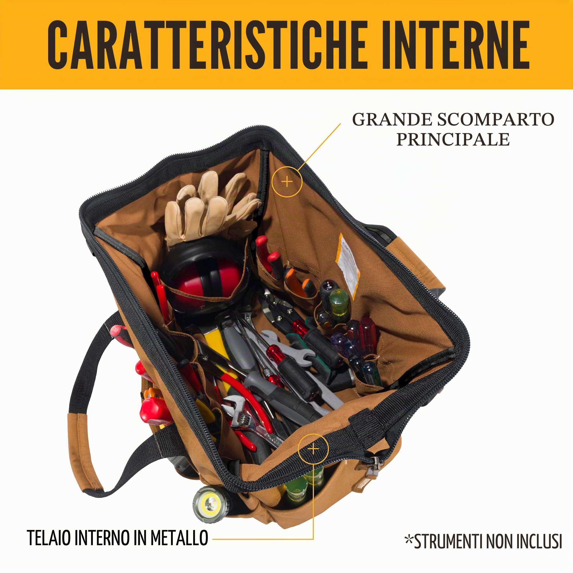 Carhartt Onsite - Borsa porta attrezzi, resistente all'acqua, borsa per attrezzi, pesante, 40,6 cm, 30 tasche, marrone Carhartt