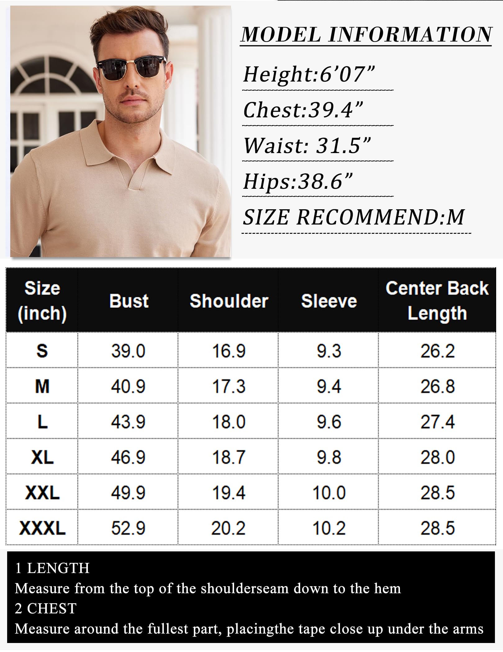 COOFANDY Polo da uomo in maglia con scollo a V, maniche corte, polo elasticizzata casual da golf