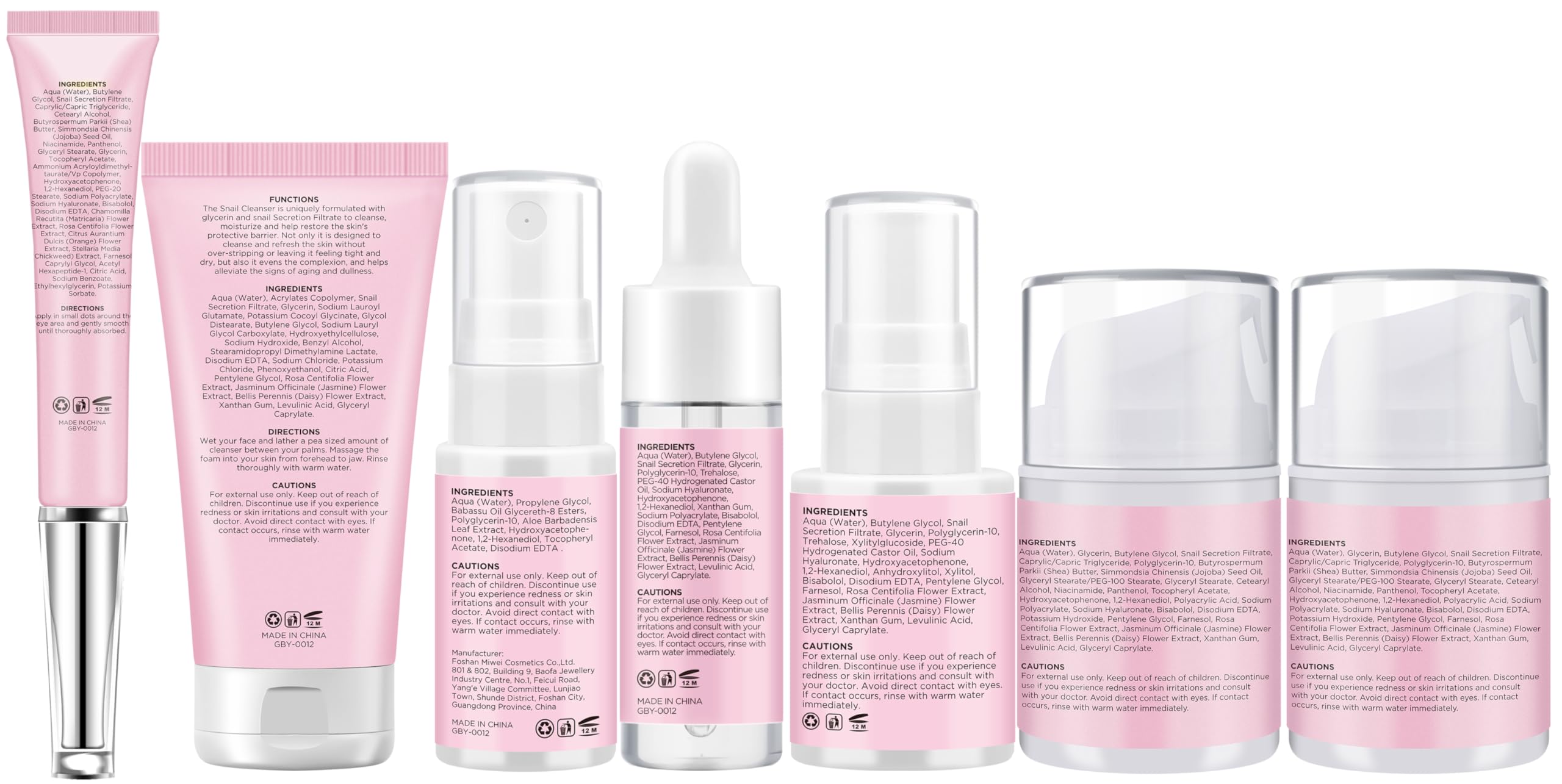 Skin Care Set,6 Pcs Korean Snail Mucin Essence Anti-aging Moisturize Repair Soothe Hydrate,Glass Skincare Kit for Dull & Dry Skin,Skincare Gift Set Teens Stocking Stuffers Christmas Gifts for Women