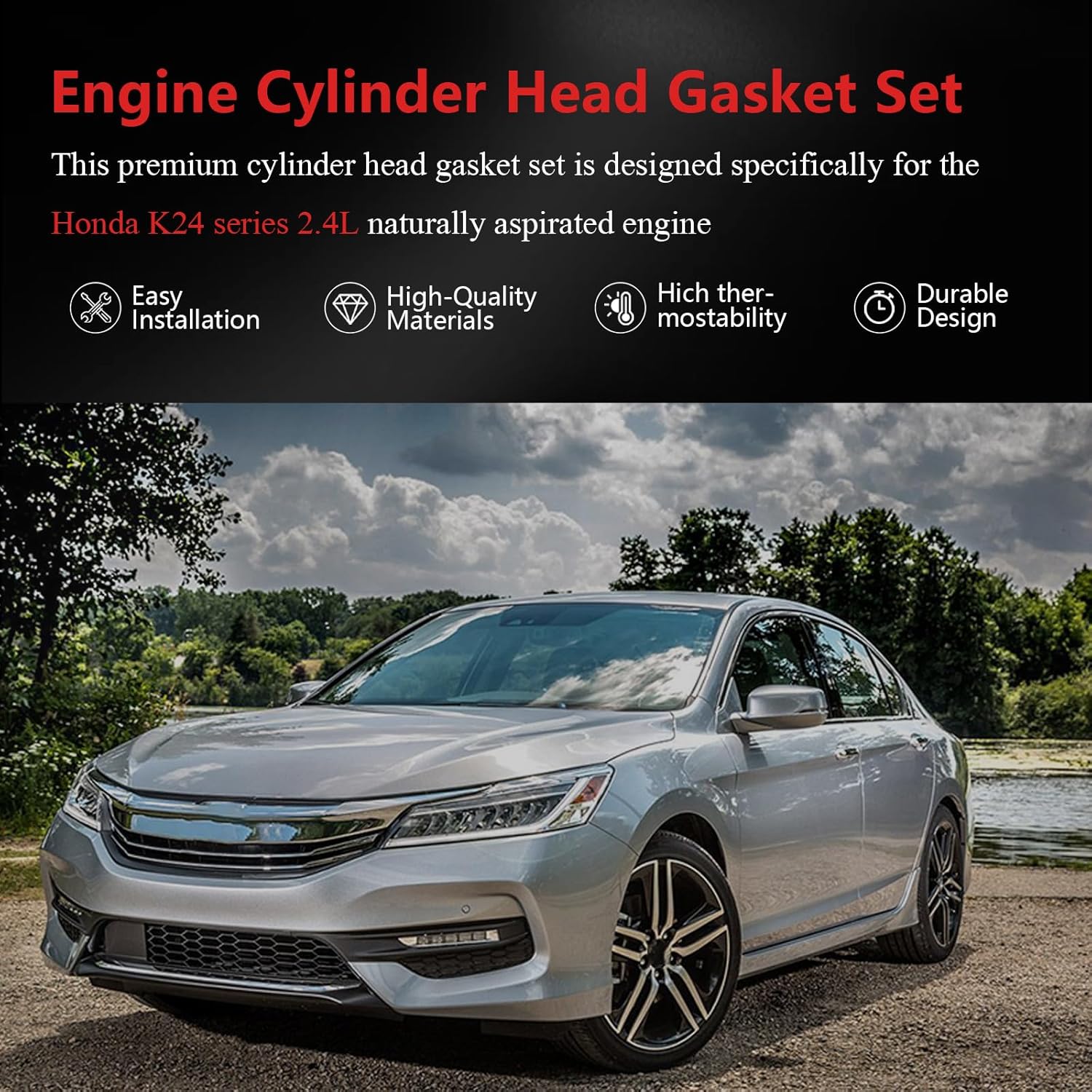 AUCERAMIC HS26770PT Engine Cylinder Head Gasket Set Fit for 2013-2017 Honda Accord 2015-2019 CR-V 2.4L L4 12251-5A2-A01 K24W1 K24W9