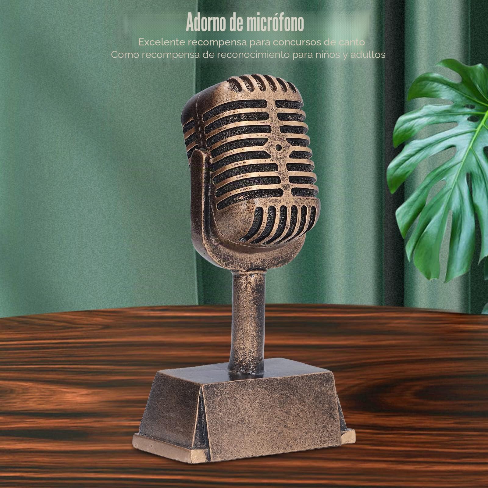 Premio a la música de micrófono Vintage, Accesorios de micrófono Retro de música Retro Premio a la Mesa del micrófono de micrófono para la Competencia de Canto en el