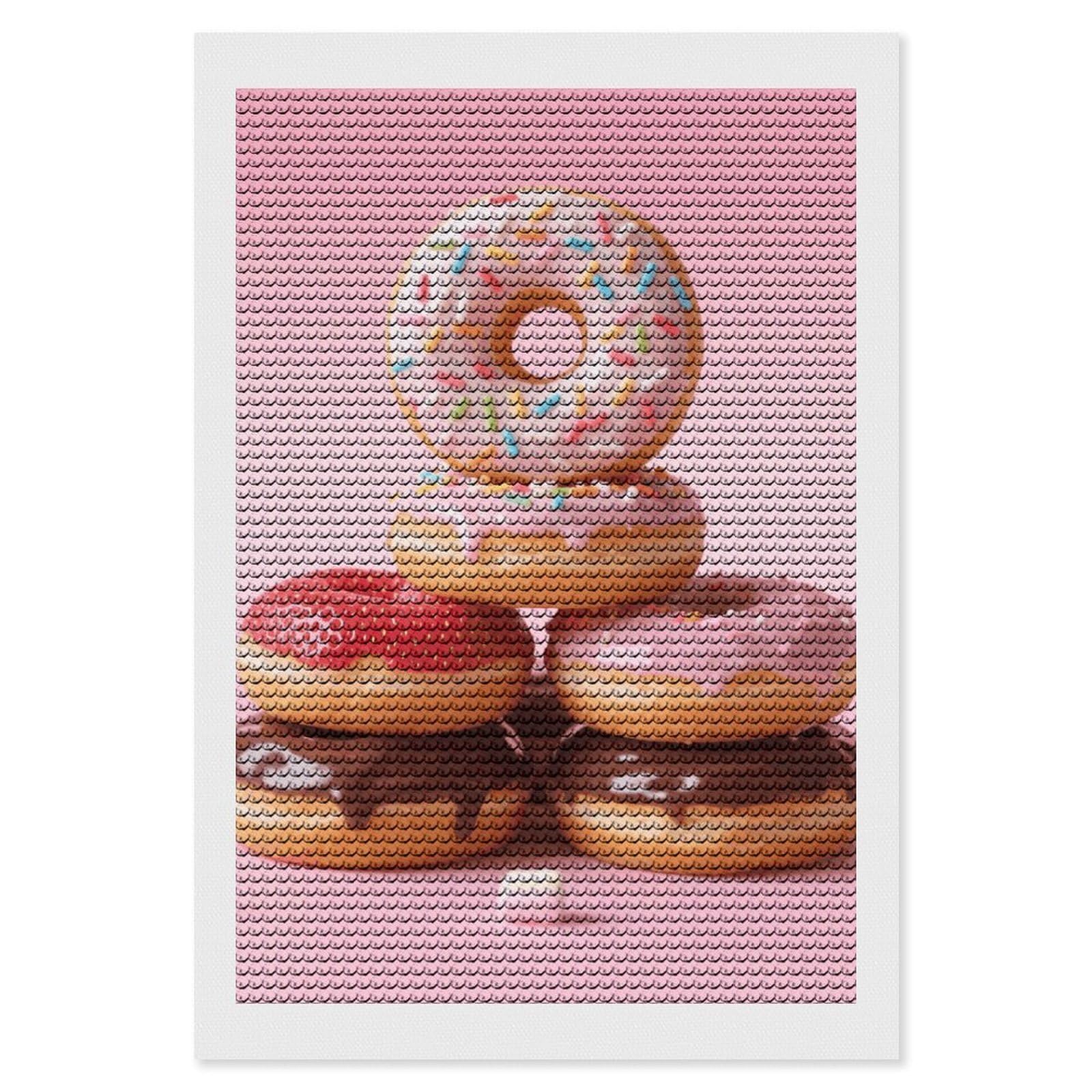 FodPand Donuts 5D Diamond Painting Kits for Adults Beginners Full Drill Round Diamond Dots Pictures Gem Art Supplies for Home Wall Room Decoration DIY Craft Set Gift 8x12