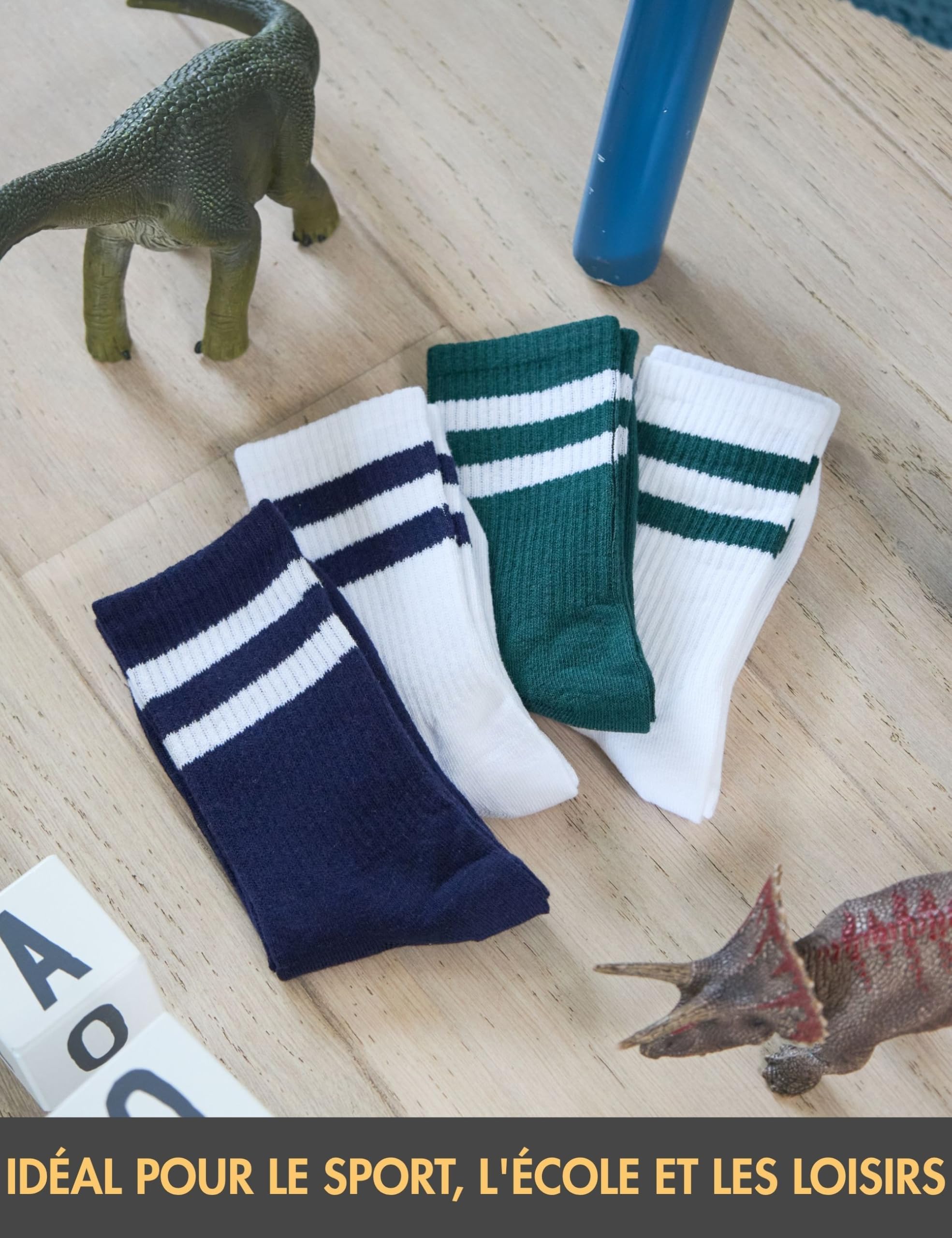 Basic Treasure Lot de 4 Paires de Chaussettes de Tennis Enfant en Coton