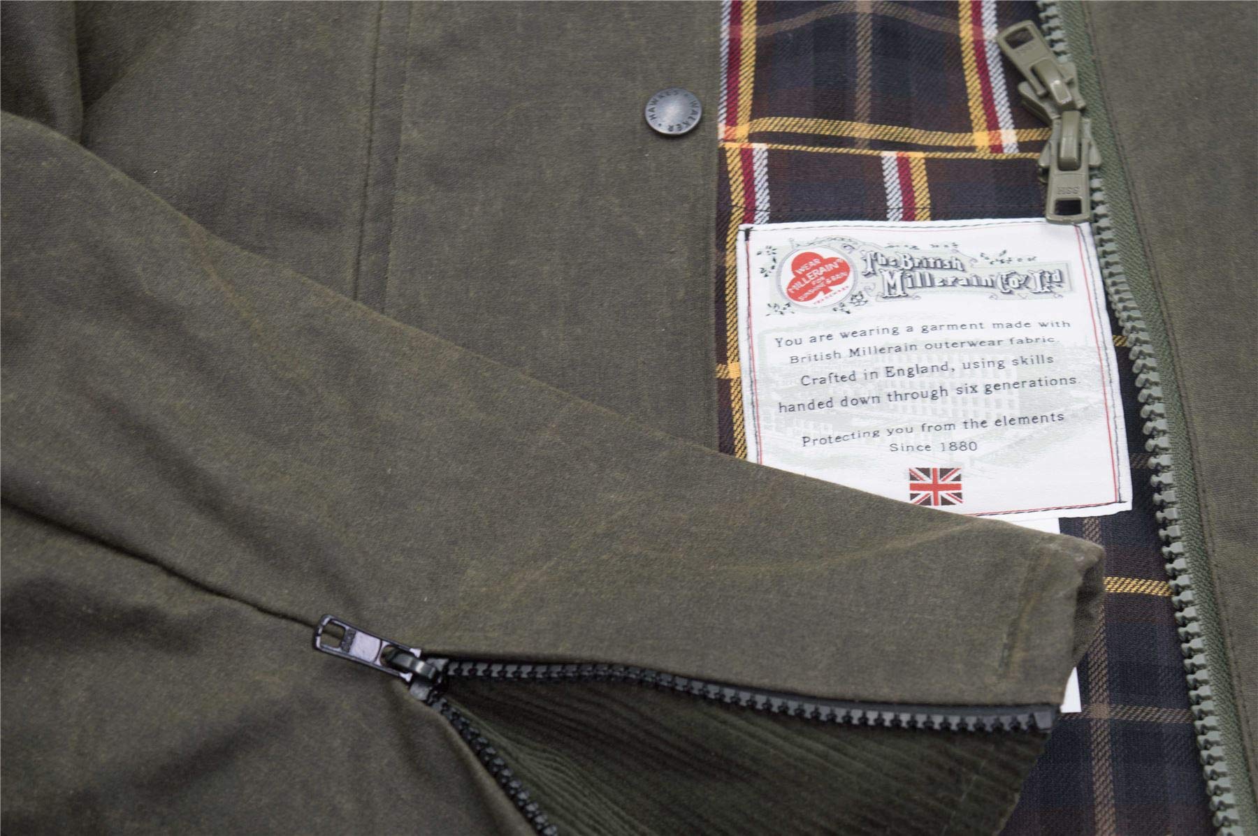 WALKER AND HAWKES Katrina - Damen Outdoor-Jacke mit 3/4-Länge - 100% gewachste Baumwolle - Olivgrün - 40