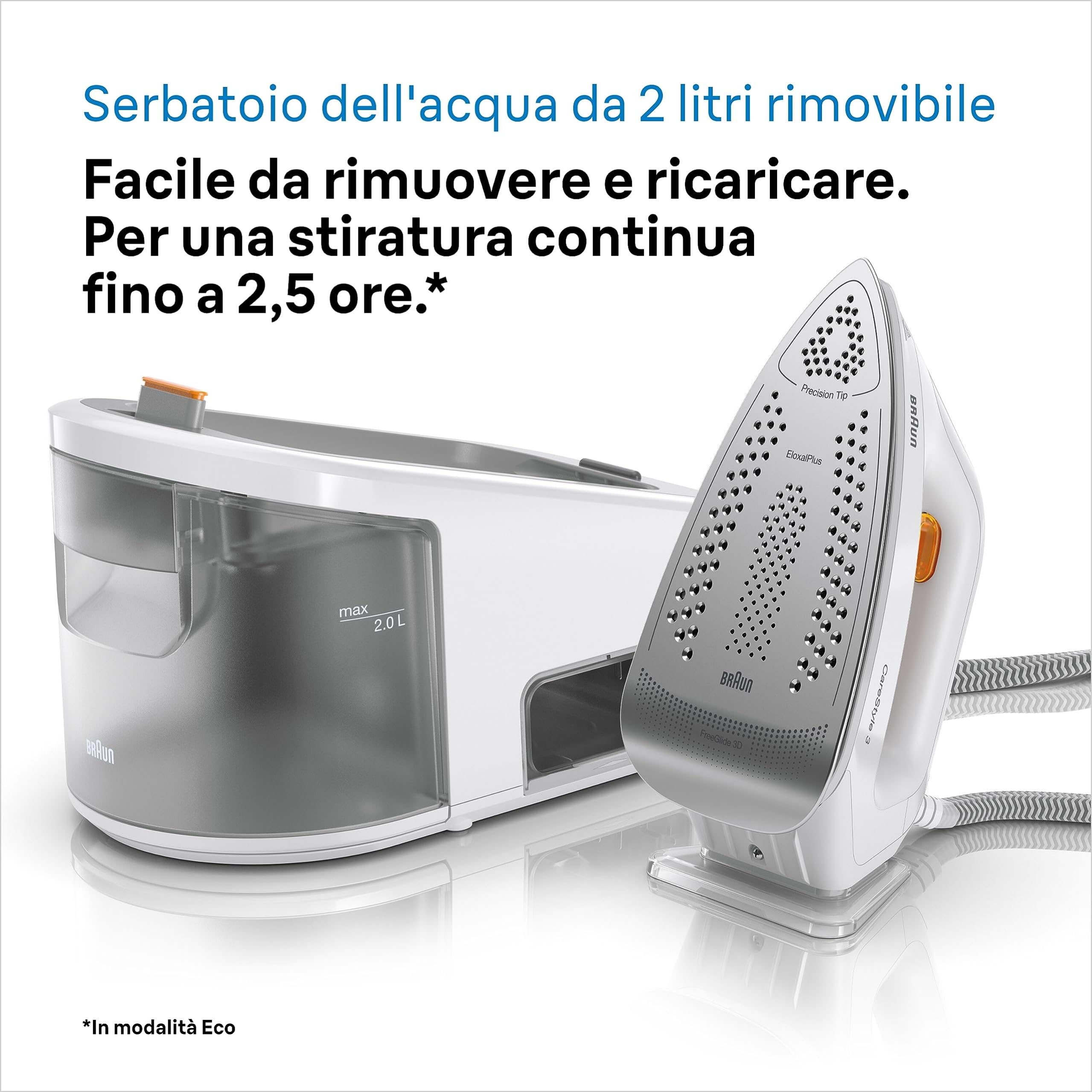 Braun CareStyle 3 – Sistema Stirante a Vapore con Caldaia, Ferro da Stiro con Vapore Potente, Piastra FreeGlide 3D, Serbatoio XL 1,7 L, Funzioni Antigoccia e Verticale, Bianco (IS3132WH)