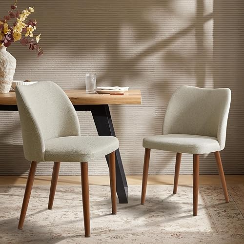 Miniatura 10 de Juego de 4 sillas de comedor, juego de sillas tapizadas para cocina y comedor, silla lateral acentuada moderna con respaldo curvo acolchado y patas