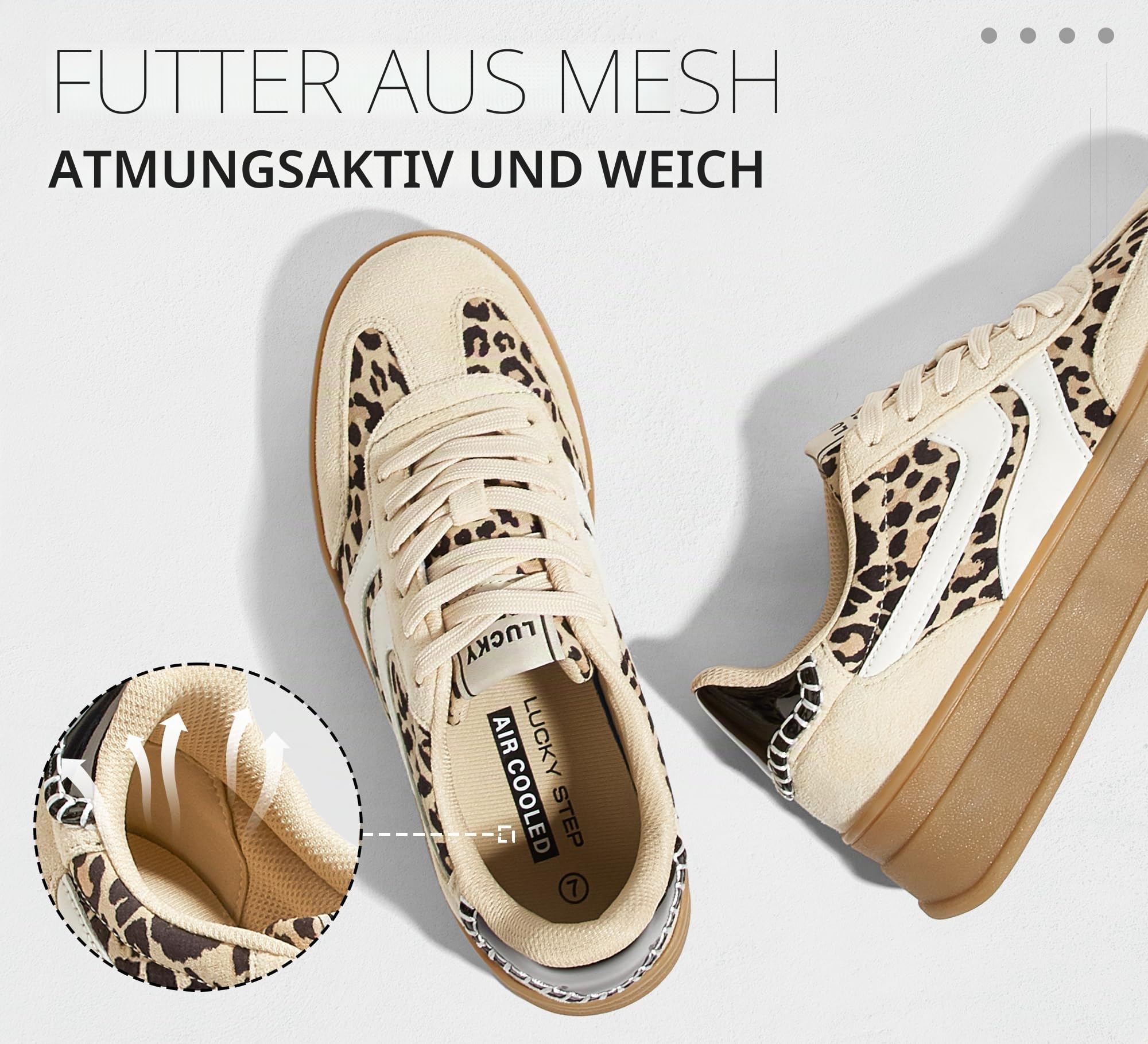 LUCKY STEP Plateau-Sneakers Damen, Retro-Stil mit Dicker Gummisohle, Bequem für Tennis, Skate und Training, Klassische Walking-Schuhe im lässigen Streetwear-Look